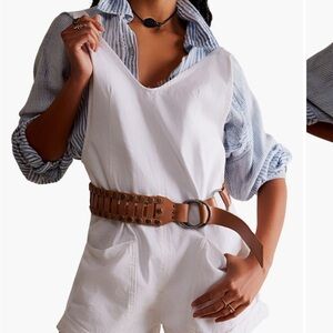 Free People High Roller Denim Shorts Overalls